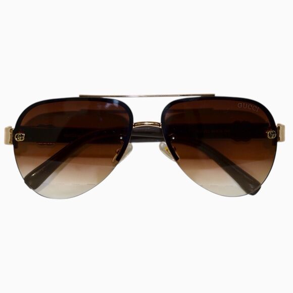 Gucci GG1221 Aviator Sunglasses | Brown Gradient Lens | 59-15-142 - Picture 11 of 14